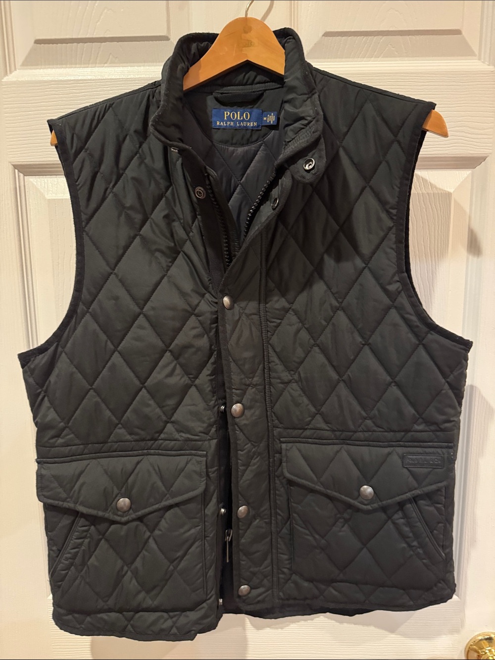 Polo by Ralph Lauren Quilted Dark Black Snap-Front Vest